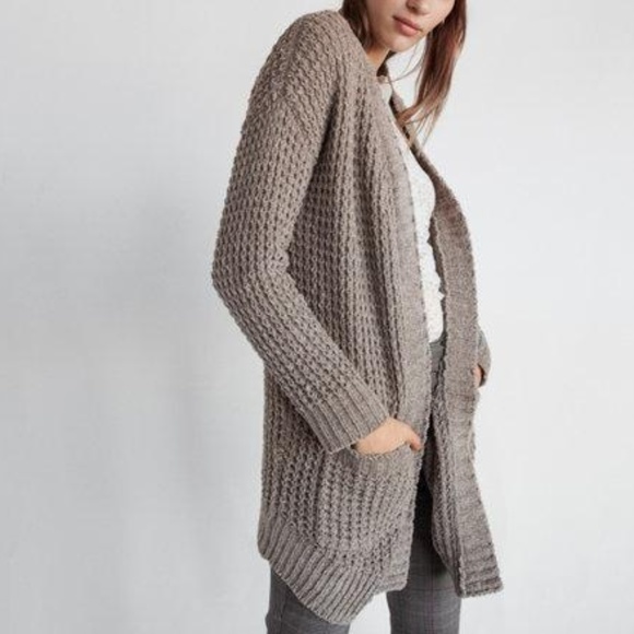 Express Sweaters - Express Tan Chenille Long Cardigan Size M